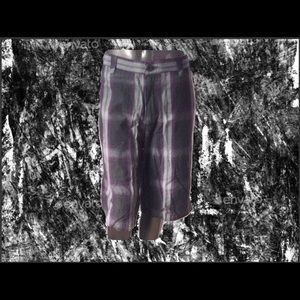 Vintage Micros knee length capri pants grunge cargo purple-black square plaid